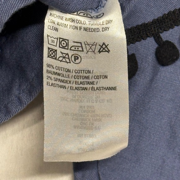 Du Jour Women Blue Cropped Button Up Jacket Bell Sleeve Pom Pom Trim XS - Picture 10 of 11